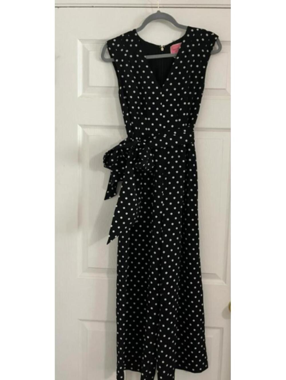 NWOT Kate Spade Lia Polka Dot wide waist and wide leg jumpsuit black/white sz 8